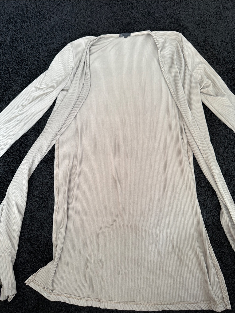 Light Taupe Open-Front Ribbed Cardigan - Women